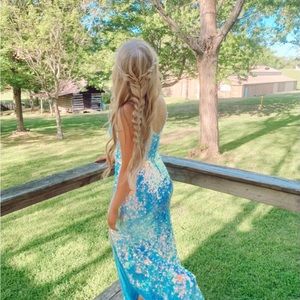 Skylar Iridescent Sequin A-Line Formal Dress with front slit (large)